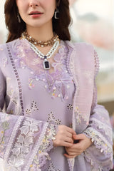 3PC Lawn Embroidered Shirt with Printed and Embroidered Slub Net Dupatta (Unstitched) - RF1324 Royal Pret