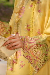 Rang Rasiya - 3PC Unstitched Lawn Embroidered Shirt with Cotton Net Dupatta and Trouser - RF1500 Royal Pret