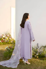 Alleys - 3PC Unstitched Lawn Embroidered Shirt with Digital Printed Monark Dupatta and Trouser - RF1488 Royal Pret