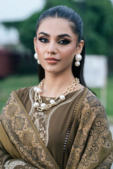 Izel - 3PC Unstitched Dhanak Embroidered Shirt with Digital Printed Twill Pashmina Dupatta and Trouser - RF1455