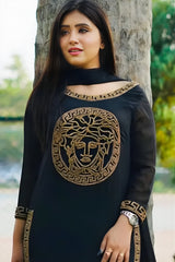 Versace - 3PC Unstitched Shamooz Silk Embroidered Shirt with Bamber Chiffon Dupatta and Plain Trousers - RF0842 royalpret
