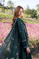 Garnet - 3PC Unstitched Lawn Embroidered Shirt with Digital Printed Dupatta and Trouser - RF1493 Royal Pret