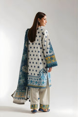 Ethnc - 3PC Banadora Lawn Printed Shirt with Printed Voil Dupatta (Unstitched) - RF1400 Royal Pret