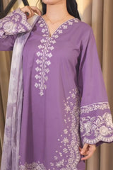 Maria B - 3PC Unstitched Lawn Embroidered Shirt with Digital Printed Dupatta and Embroidered Trouser - RF1495 Royal Pret