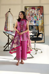 Sobia Nazir - 3PC Unstitched Lawn Embroidered Shirt with Digital Printed Dupatta and Embroidered Trouser - RF1494 Royal Pret