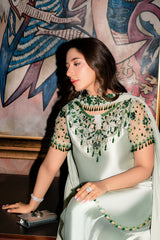 Murk - 3PC Unstitched Silk Embroidered Shirt with Digital Printed Silk Dupatta and Trouser - RF1517 Royal Pret