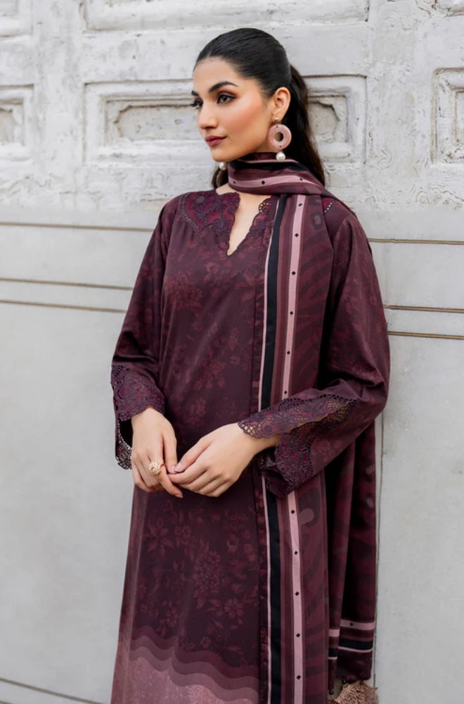 Baroque - 3PC Unstitched Printed Karandi Shirt with Printed Karandi Dupatta and Same Printed Trouser - RF1235