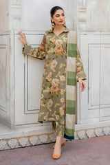 Baroque - 3PC Unstitched Printed Karandi Shirt with Printed Karandi Dupatta and Trouser - RF1239 Royal Pret