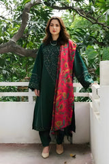 Zara Shah Jahan - 3PC Unstitched Dhanak Embroidered Shirt with Digital Printed Dupatta and Trouser - RF1226 Royal Pret