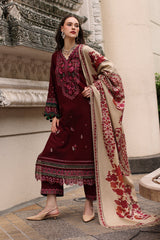 Charizma - 3PC Unstitched Dhanak Embroidered Shirt with Digital Printed Dupatta and Trouser - RF1522 Royal Pret