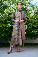 Baroque - 3PC Unstitched Printed Khaddar Shirt with Printed Khaddar Dupatta and Trouser - RF1271 Royal Pret