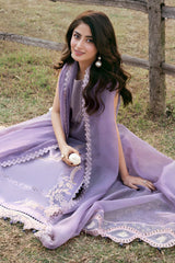 Izel - 3PC Unstitched Lawn Embroidered Shirt with Cotton Net Embroidered Dupatta and Trouser - RF1497 Royal Pret