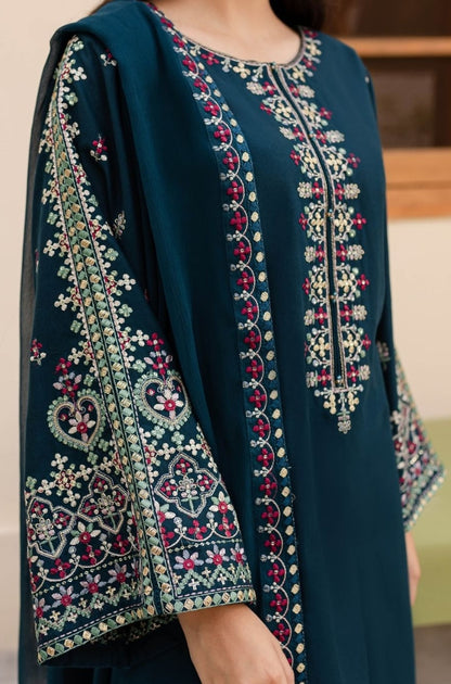 Batik - 3PC Unstitched Dhanak Embroidered Shirt with Dhanak Embroidered Dupatta and Trousers - RF1214