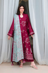 Cross Stitch - 3PC Unstitched Dhanak Embroidered Shirt with Dhanak Embroidered Dupatta and Trouser - RF1526 Royal Pret
