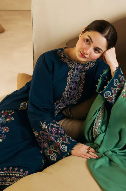 Zara Shah Jahan - 3PC Unstitched Dhanak Embroidered Shirt with Embroidered Dhanak Shawl and Trouser - RF1128