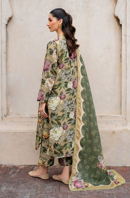 Baroque - 3PC Unstitched Printed Karandi Shirt with Printed Karandi Dupatta and Same Printed Trouser - RF1247