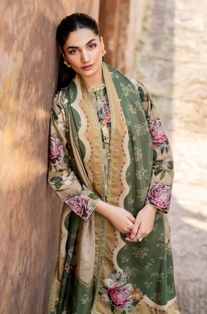 Baroque - 3PC Unstitched Printed Karandi Shirt with Printed Karandi Dupatta and Same Printed Trouser - RF1247