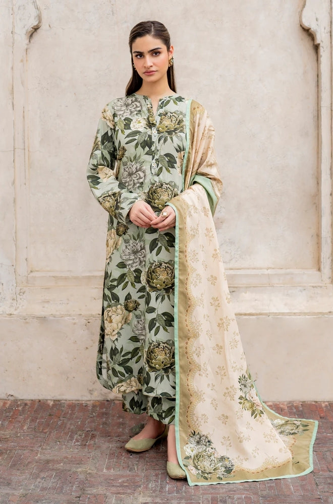 Baroque - 3PC Unstitched Printed Karandi Shirt with Printed Karandi Dupatta and Same Printed Trouser - RF1248