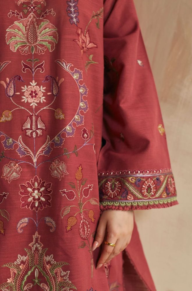 Zara Shah Jahan - 3PC Unstitched Dhanak Embroidered Shirt with Digital Printed Dhanak Shawl and Trouser - RF1129