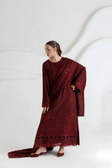 Daria - 3PC Unstitched Dhanak Embroidered Shirt with Dhanak Embroidered Dupatta and Trouser - RF1537 Royal Pret