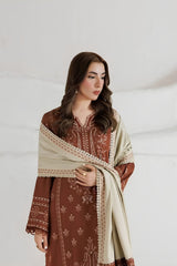 Daria - 3PC Unstitched Dhanak Embroidered Shirt with Digital Printed Dupatta and Trouser - RF1536 Royal Pret
