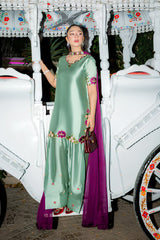 Murk - 3PC Unstitched Silk Embroidered Shirt with Chiffom Dupatta and Trouser - RF1516 Royal Pret