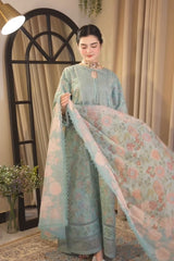 Aneelas - 3PC Unstitched Lawn Embroidered Shirt with Digital Printed Dupatta and Trouser - RF1502 Royal Pret