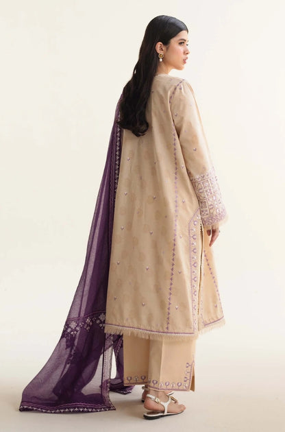 Zara Shah Jahan - 3PC unstiched Lawn Embroidered Shirt With Printed Slub net Dupata and Plan Trouser - RF1100