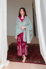 Cross Stitch - 3PC Unstitched Dhanak Embroidered Shirt with Dhanak Embroidered Dupatta and Trouser - RF1526 Royal Pret