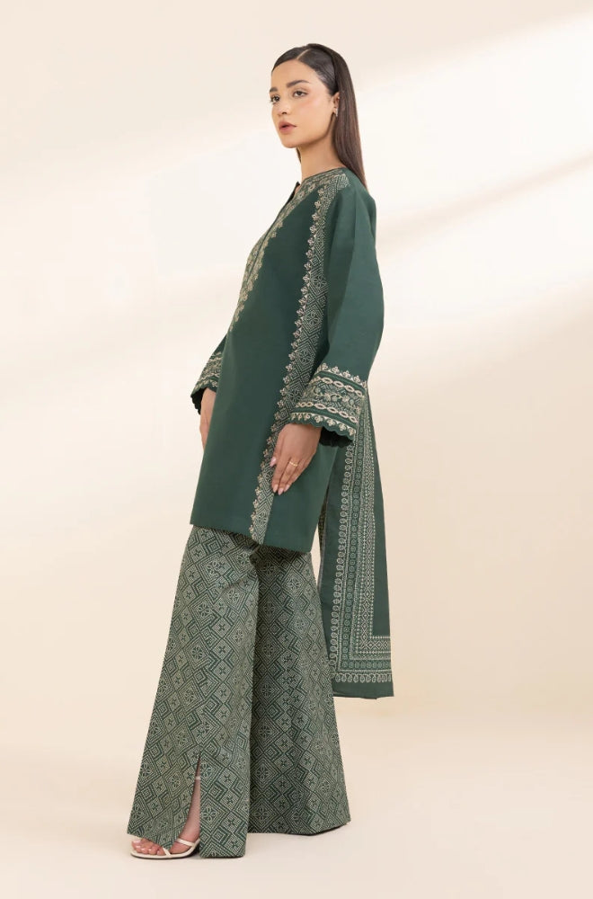 Sapphire - 3PC Unstitched Khaddar Printed and Embroidered Front with Printed Khaddar Shawl and Printed Trouser - RF1274