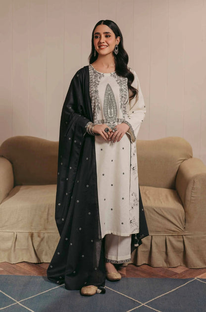 Nishat - 3PC Unstitched Dhanak Embroidered Shirt with Embroidered Dhanak Shawl - RF1297