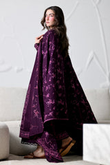 Zaib - 3PC Unstitched Dhanak Embroidered Shirt with Dhanak Embroidered Dupatta and Trouser - RF1527 Royal Pret