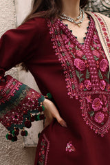 Charizma - 3PC Unstitched Dhanak Embroidered Shirt with Digital Printed Dupatta and Trouser - RF1522 Royal Pret