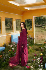 Alleys - 3PC Unstitched Lawn Embroidered Shirt with Organza Embroidered Dupatta and Embroidered Trouser - RF1489 Royal Pret