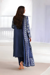 Cross Stitch - 3PC Unstitched Dhanak Embroidered Shirt with Dhanak Embroidered Dupatta and Trouser - RF1542 Royal Pret