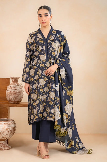 Baroque - 3PC Unstitched Printed Karandi Shirt with Printed Karandi Dupatta and Same Printed Trouser - RF1251