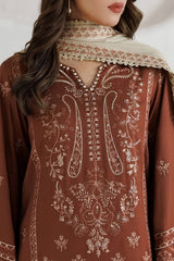 Daria - 3PC Unstitched Dhanak Embroidered Shirt with Digital Printed Dupatta and Trouser - RF1536 Royal Pret