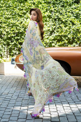 Jade - 3PC Unstitched Lawn Embroidered Shirt with Slub Munark Digital Printed Dupatta and Trouser - RF1468