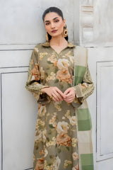 Baroque - 3PC Unstitched Printed Karandi Shirt with Printed Karandi Dupatta and Trouser - RF1239 Royal Pret