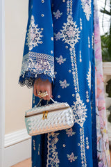 Aneelas - 3PC Unstitched Lawn Embroidered Shirt with Monar Digital Printed Dupatta and Trouser - RF1511 Royal Pret