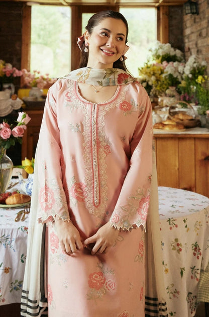 Zara Shah Jahan - 3PC unstiched Lawn Embroidered Shirt With Slub net Dupata and Plan Trouser - RF1096