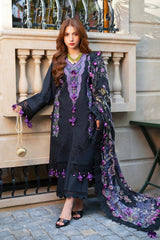 Jade - 3PC Unstitched Lawn Embroidered Shirt with Digital Printed Monark Dupatta and Trouser - RF1483 Royal Pret