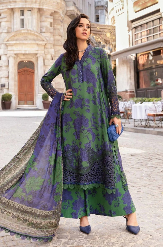 Maria B - 3PC Unstitched Khaddar Digital Printed + Embroidered Shirt, with Digital Printed Dupatta and Same Trouser - RF1280