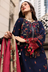 Charizma - 3PC Unstitched Dhanak Embroidered Shirt with Digital Printed Dupatta and Trouser - RF1523 Royal Pret