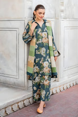 Baroque - 3PC Unstitched Printed Khaddar Shirt with Printed Khaddar Dupatta and Same Printed Trouser - RF1240 Royal Pret