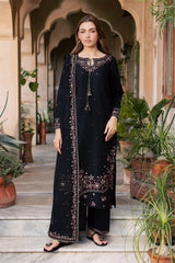 Batik - 3PC Unstitched Dhanak Embroidered Shirt with Dhanak Embroidered Dupatta and Trouser - RF1528 Royal Pret