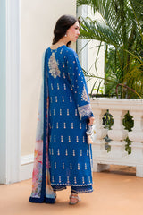 Aneelas - 3PC Unstitched Lawn Embroidered Shirt with Monar Digital Printed Dupatta and Trouser - RF1511 Royal Pret