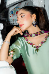 Murk - 3PC Unstitched Silk Embroidered Shirt with Chiffom Dupatta and Trouser - RF1516 Royal Pret