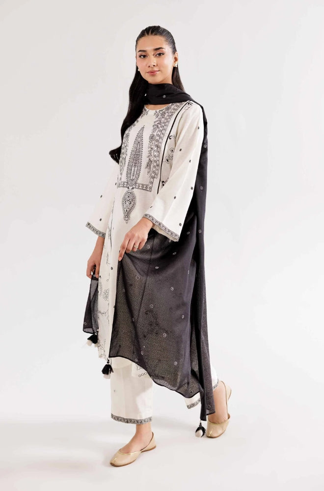 Nishat - 3PC Unstitched Dhanak Embroidered Shirt with Embroidered Dhanak Shawl - RF1297