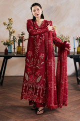Maryam Hussain - 3PC Unstitched Lawn Embroidered Shirt with Cotton Net Embroidered Dupatta and Trouser - RF1506 Royal Pret